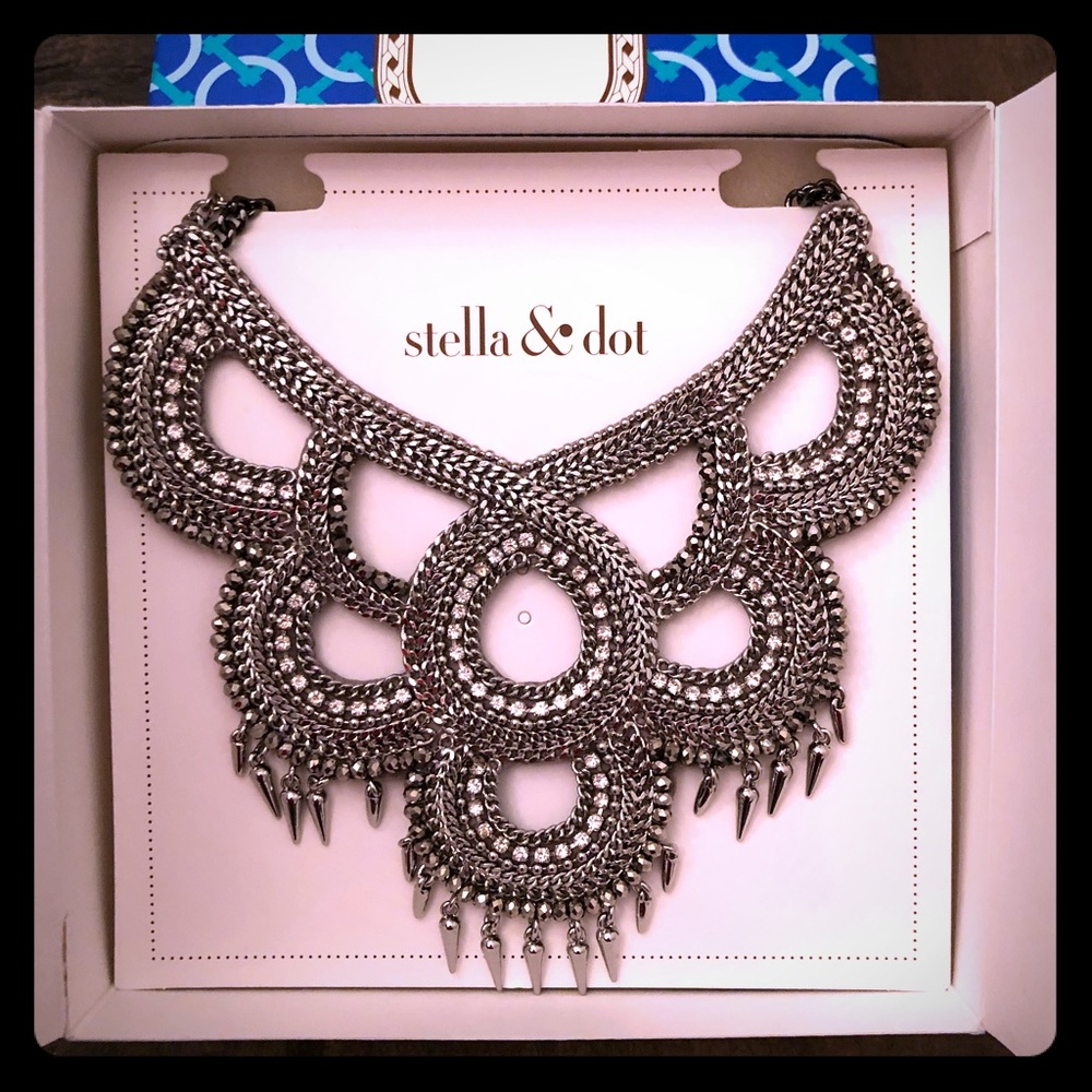 Stella & Dot Silver Statement Bib Necklace